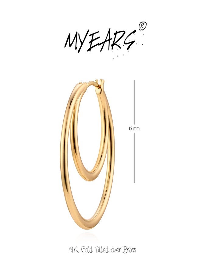 MYEARS Women Double Hoop Earrings Gold 14K Small Simple Hypoallergenic Everyday Jewelry - Image 4